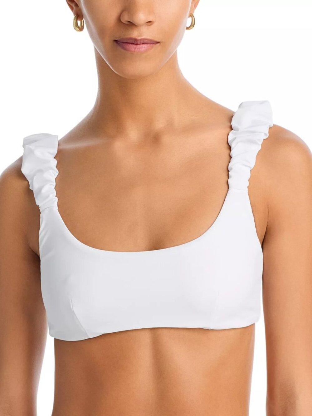 118$ Ramy Brook Rachel Ruffled Straps Bikini Top Women's Size XL White